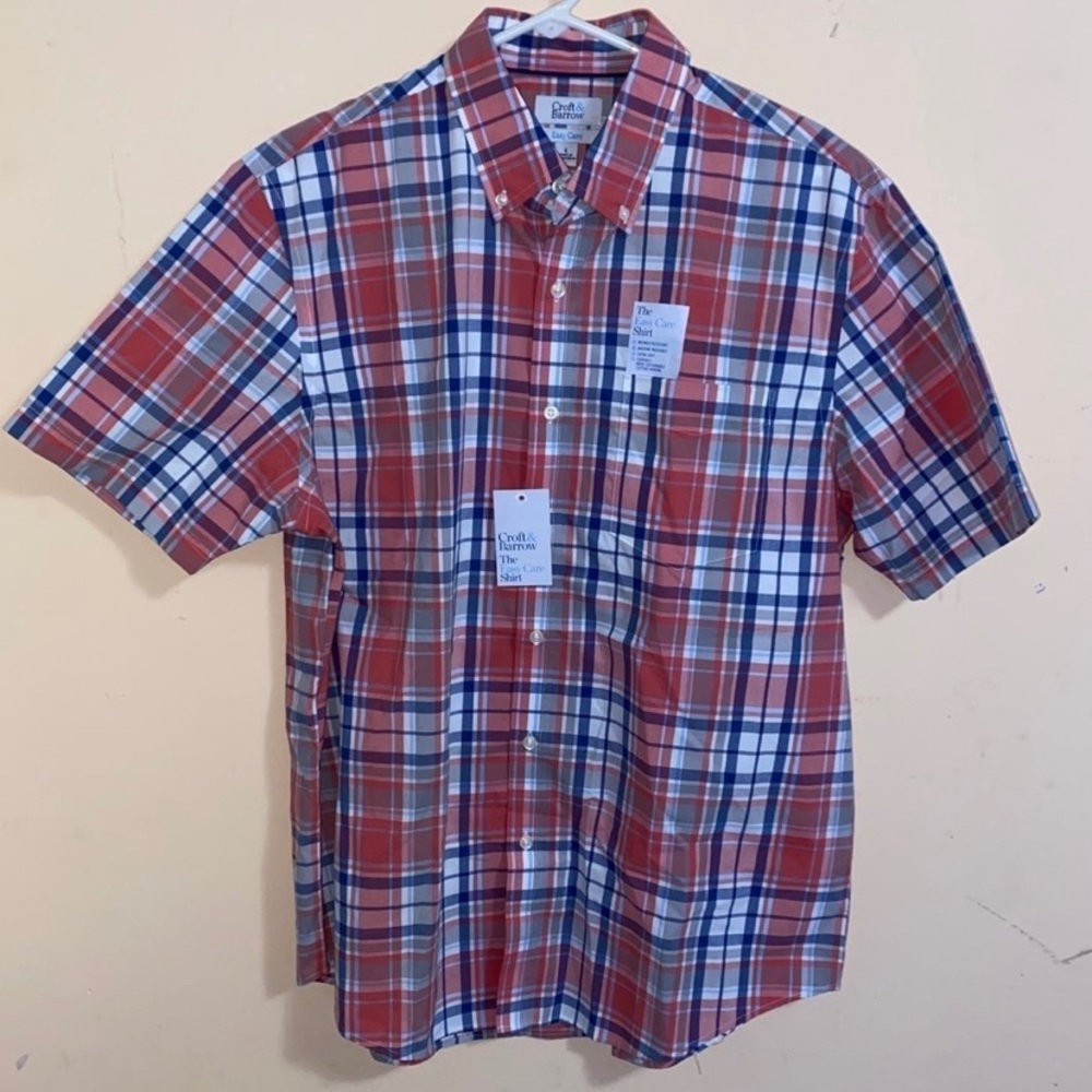 Mens Plaid Button Down Tee